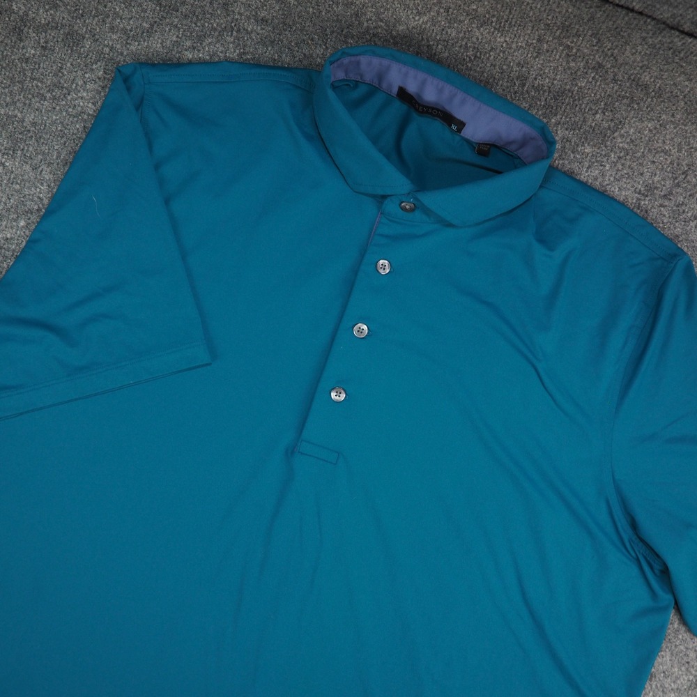Greyson Polo Shirt Mens XL Teal Solid Short Sleeve Golf Performance Activewear